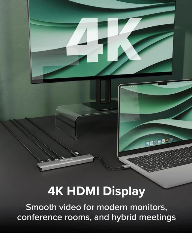 Alt view image 2 of 7 - Plugable USB-C Hub 7-in-1, Driverless USB C Hub Compatible with Mac, Windows, Chromebook, USB4, Thunderbolt 4, and More (4K HDMI, 3 USB 3.0, SD & microSD Card Reader, 100W Charging)