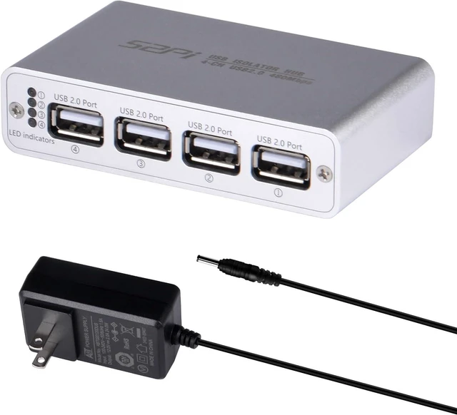 Main image of GeeekPi USB Digital Isolation Hub, 4-Port USB 2.0, High-Speed 480Mbps, 3.75kV RMS Protection, Bidirectional Data Transfer
