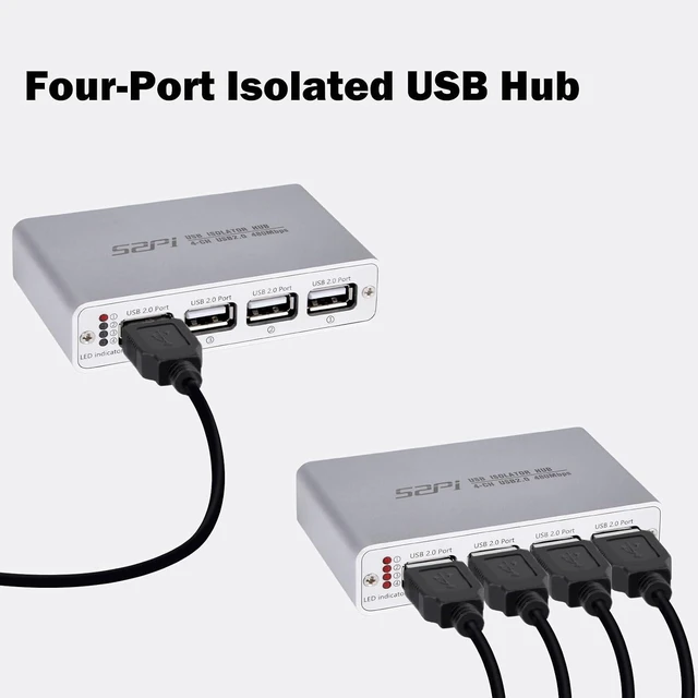 Alt view image 4 of 7 - GeeekPi USB Digital Isolation Hub, 4-Port USB 2.0, High-Speed 480Mbps, 3.75kV RMS Protection, Bidirectional Data Transfer