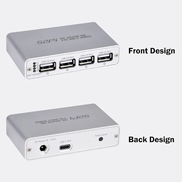 Alt view image 7 of 7 - GeeekPi USB Digital Isolation Hub, 4-Port USB 2.0, High-Speed 480Mbps, 3.75kV RMS Protection, Bidirectional Data Transfer