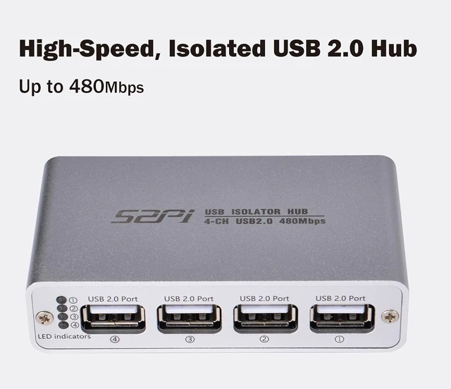 Alt view image 5 of 7 - GeeekPi USB Digital Isolation Hub, 4-Port USB 2.0, High-Speed 480Mbps, 3.75kV RMS Protection, Bidirectional Data Transfer