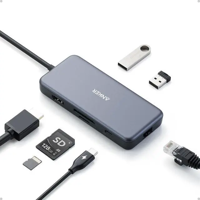 Main image of Anker Premium 7-in-1 USB-C Hub, with 4K HDMI Port, USB C Port, Ethernet Port, 2 USB 3.0 Ports, SD/TF Card Reader