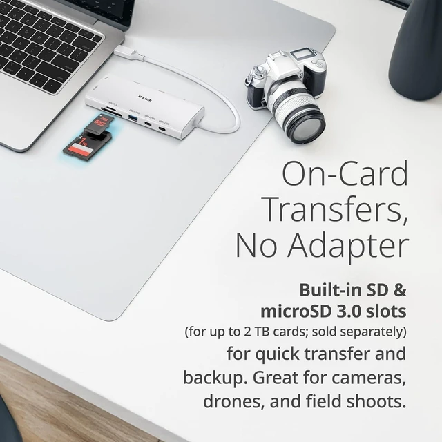 Alt view image 7 of 7 - D-Link 10-in-1 USB-C Hub, Max 100W Power Delivery, Dual 4K HDMI Ports, 2 x USB-C & 2 x USB-A Data Ports, Ethernet and SD Card Slots for Dell Laptop, ThinkPad, and More (DUP-A01)