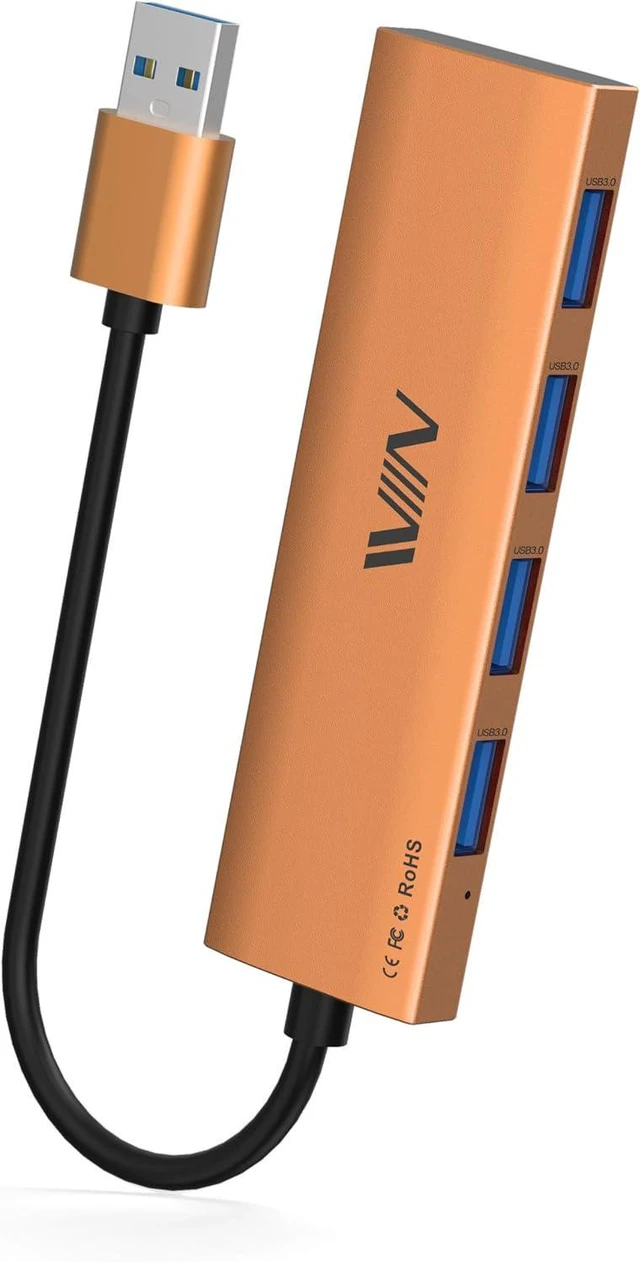 Main image of USB 3.0 Hub,4 Port USB Splitter Extender Portable Adapter Multiport Data Hub for Laptop,Xbox, Flash Drive,HDD,Console,Camera,Keyborad,Mouse Windows,Mac OS PC,Not Designed to Charge Devices-Orange