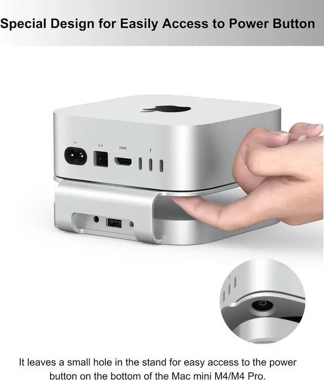 Alt view image 7 of 7 - 40Gbps Aluminium Mac Mini Dock and Stand, USB 4 Hub for Mac mini M4 and M4 Pro 2024 with 40Gbps M.2 NVMe SSD Enclosure, Triple USB A 2.0, 3.5mm Audio Jack Accesories