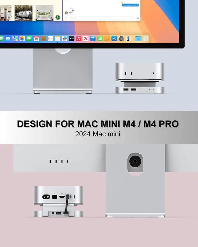 Alt view image 5 of 7 - 40Gbps Aluminium Mac Mini Dock and Stand, USB 4 Hub for Mac mini M4 and M4 Pro 2024 with 40Gbps M.2 NVMe SSD Enclosure, Triple USB A 2.0, 3.5mm Audio Jack Accesories