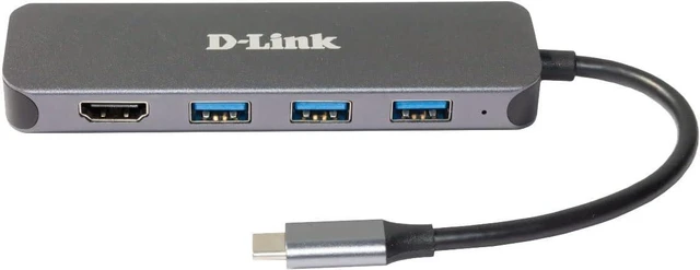 Main image of D-Link DUB-2333 5-in-1 USB-C Hub with Power Delivery (PD 60W), 4K HDMI, 3 USB 3.0 Ports for PC, MacBook Pro, MacBook Air, iPad Pro, Chromebook, Surface Pro and More