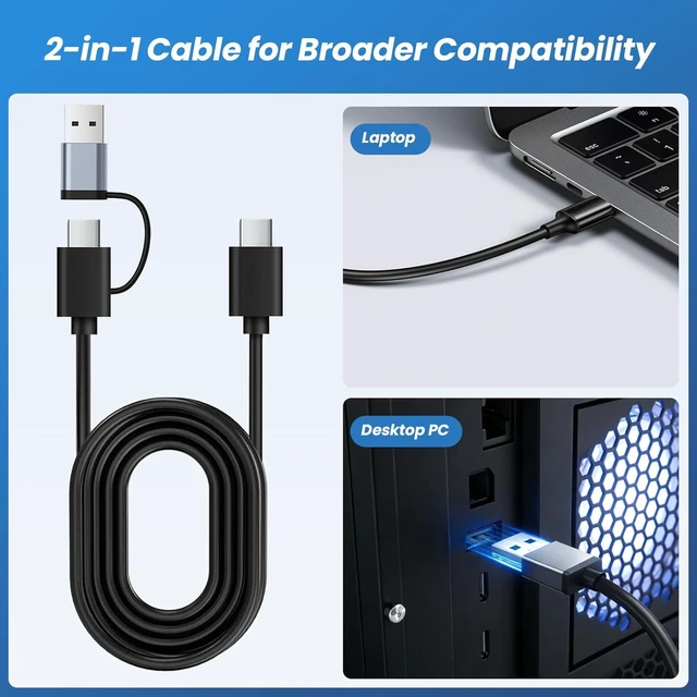 Alt view image 4 of 5 - EJAY 10Gbps USB 3.2 Hub, 4-Port USB C/A Splitter for SSD,Laptop,PC,Mac | Aluminum,23° Ergonomic,Extra Power Supply Port,Stable Data Transmission,Dual Cable