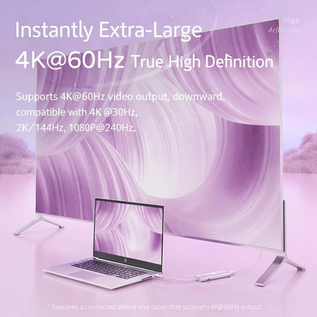 Alt view image 4 of 7 - HP USB C Docking Station - 5-in-1 Multi-Port USB C Hub with 4K HDMI, 100W Power Delivery, for Laptops, MacBook, iPad, Thinkpad and More, Pink