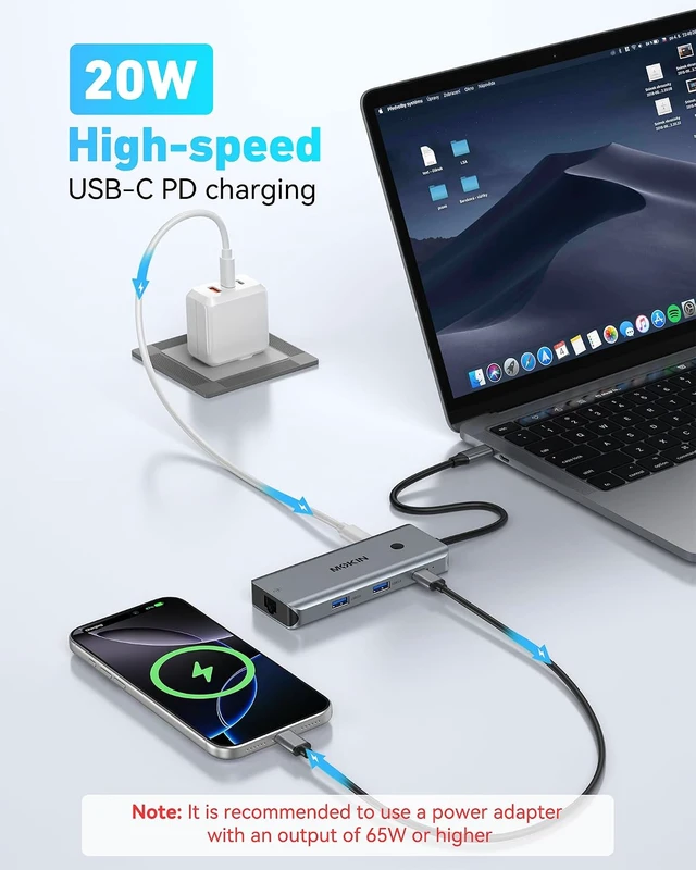 Alt view image 4 of 7 - USB C Hub for MacBook Pro/Air,Mac Dongle with 3 USB Port,USB C to HDMI, USB C to RJ45 Ethernet,MOKiN 8 in 1 USB C to HDMI Adapter,100W PD Charging, USB C to SD/TF Card Reader USB C Hub