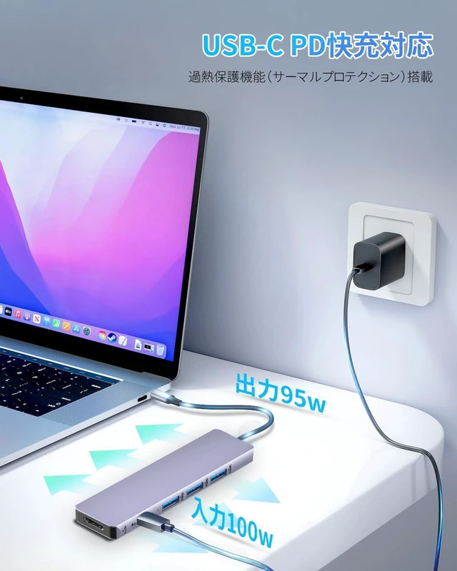 Alt view image 4 of 7 - VVG USB-C HDMI 5 in 1 Hub, 4K 60Hz Output, Type-C 100W PD Rapid Charging, 1 x USB 3.0 + 2 x USB 2.0 Ports, 5 Gbps Ultra Fast Data Transfer, Slim Hub USB 4, Thunderbolt 3, 4, Window, MacOS, Linux, IOS