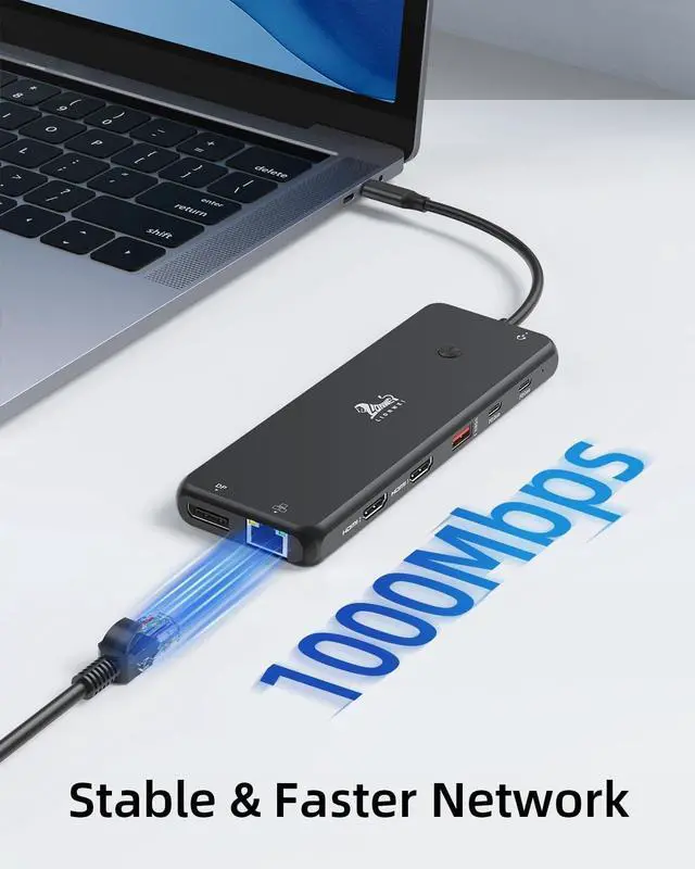 Alt view image 7 of 7 - LIONWEI USB C Docking Station Dual Monitor 13 in 1 USB Hub, Triple Display, 8 USB C/A Ports, Ethernet, Audio, Laptop Dock for MacBook,Dell,HP,Lenovo,Surface