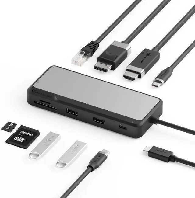 Alt view image 2 of 6 - Alogic Fusion Pro AXIS USB-C Dual Display Dock Compact Hub - USB-C hub with DisplayPort and HDMI Support, Ideal for Dual-Monitor setups.