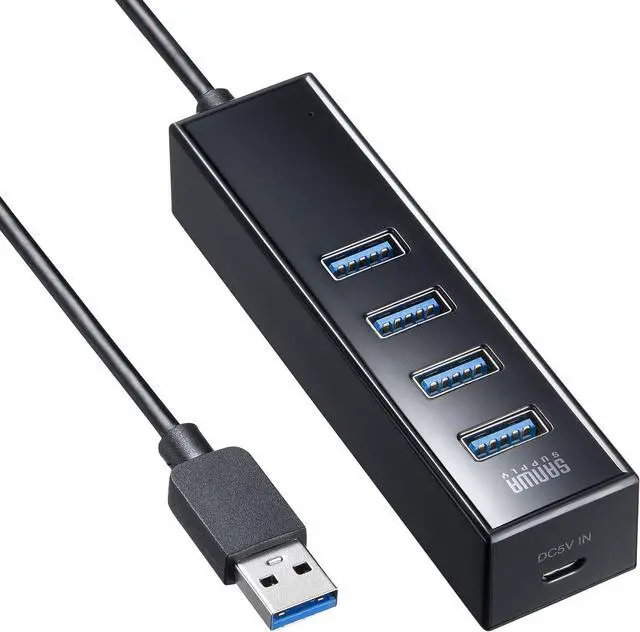 Main image of Sanwa Supply USB-3H405BKN Magnetic USB 3.2 Gen1 4-Port Hub