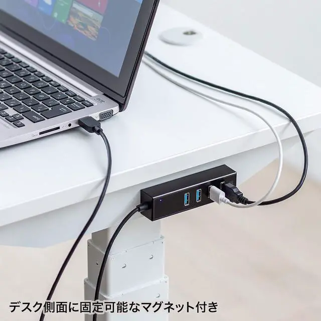 Alt view image 2 of 5 - Sanwa Supply USB-3H405BKN Magnetic USB 3.2 Gen1 4-Port Hub
