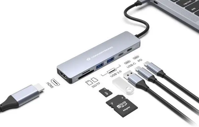 Alt view image 4 of 4 - CONCEPTRONIC 7-in-1 USB-C Docking Station, HDMI, USB-C, 2X USB-A, 25cm Cable, Portable Hub