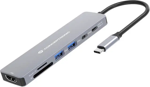 Main image of CONCEPTRONIC 7-in-1 USB-C Docking Station, HDMI, USB-C, 2X USB-A, 25cm Cable, Portable Hub