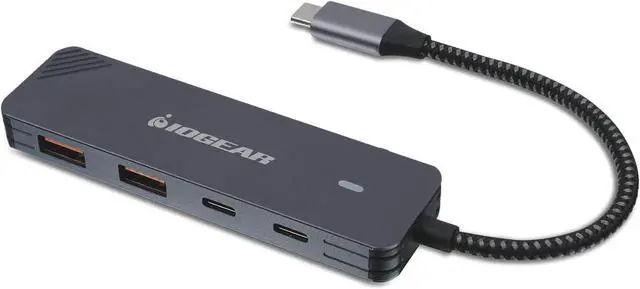 Main image of IOGEAR 4 Port USB-C Gen 2 hub, 10 Gbps, Dual USB-A and USB-C Ports, Fast Data Only Transfers, Compact, Braided Cable, MacBook, Windows, GUH3C410