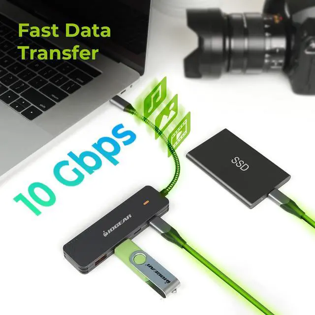 Alt view image 5 of 7 - IOGEAR 4 Port USB-C Gen 2 hub, 10 Gbps, Dual USB-A and USB-C Ports, Fast Data Only Transfers, Compact, Braided Cable, MacBook, Windows, GUH3C410