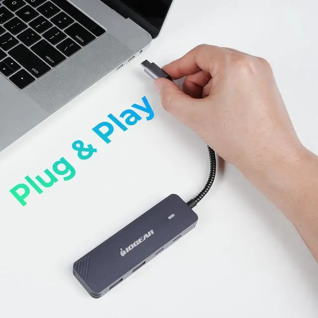 Alt view image 7 of 7 - IOGEAR 4 Port USB-C Gen 2 hub, 10 Gbps, Dual USB-A and USB-C Ports, Fast Data Only Transfers, Compact, Braided Cable, MacBook, Windows, GUH3C410