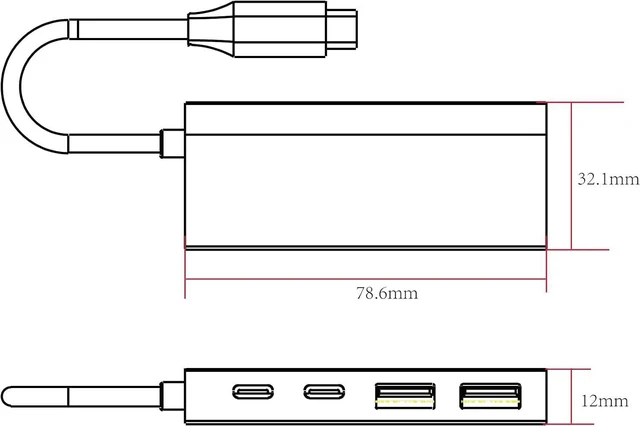 Alt view image 3 of 3 - Techly 620478 USB3.2 Hub 2 USB-A Ports and 2 USB-C Ports Silver