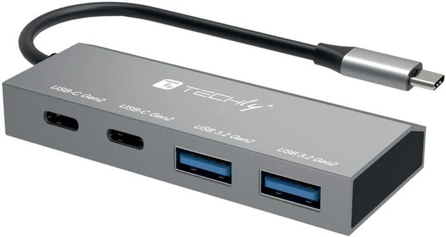 Main image of Techly 620478 USB3.2 Hub 2 USB-A Ports and 2 USB-C Ports Silver