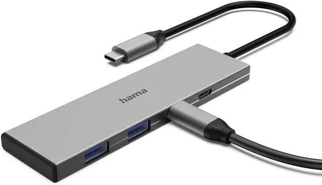Alt view image 4 of 6 - Hama | USB-C Hub (4 Ports 2X USB-A + 2X USB-C, USB 3.2 Gen2 up to 10 Gbit/s, Power Delivery 100 W, Aluminium Housing) Grey