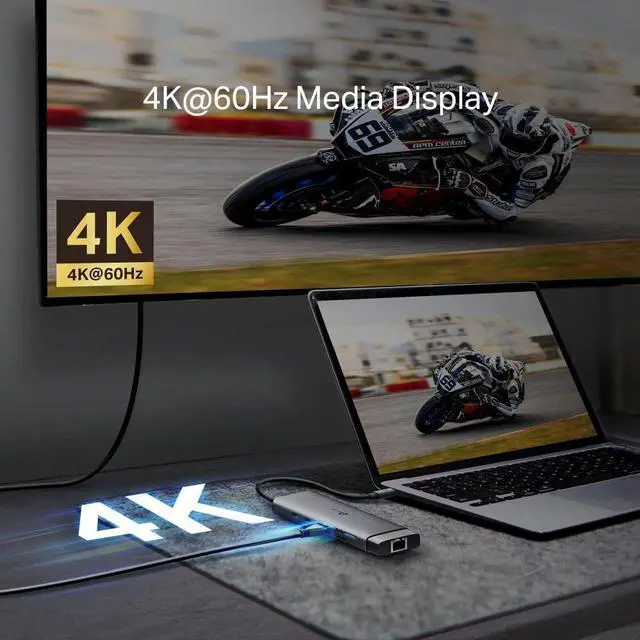 Alt view image 7 of 7 - TP-Link UH9120C 9 in 1 USB C Hub, 1 HDMI 4K @60Hz, 1 Gigabit Ethernet, SD and microSD UHS-I, 1 PD 100W, 1 USB-C 3.0, 3 USB-A 3.0 Ports, SuperSpeed at 5Gbps, Win11/10/8.1, Mac OS X 10.9+, Linux OS