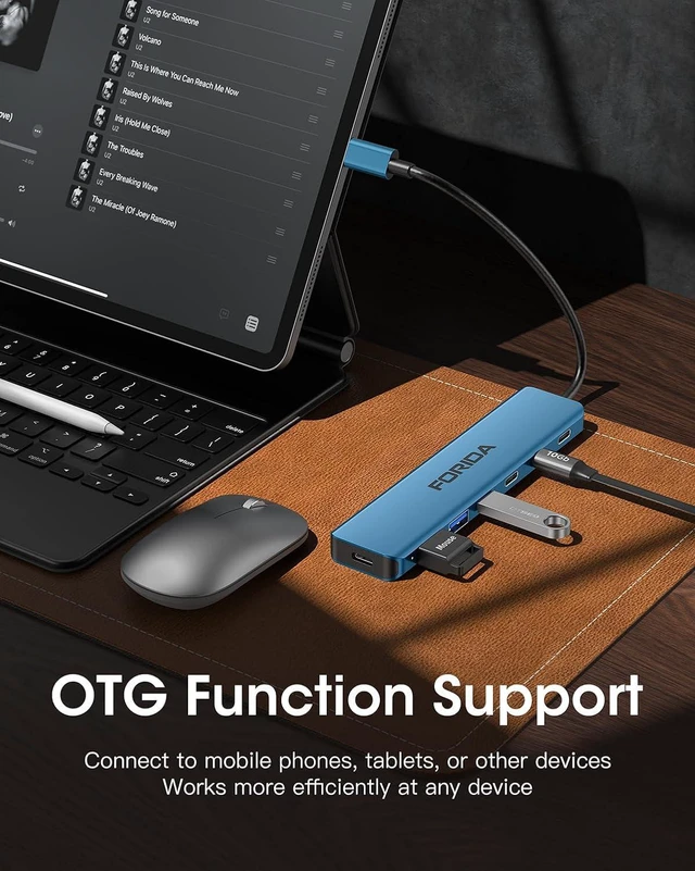 Alt view image 3 of 7 - FORIDA 7-Port USB C Hub 10Gbps, 4-Port USB 3.2 Multiport Data Adapter for Laptop, Type-C Pass-Through Charging Port, 2 USB 2.0, USB- C Extender Compatible with MacBook, Surface Pro, XPS and More