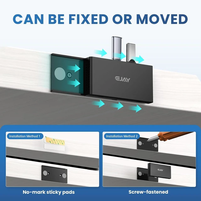 Alt view image 4 of 6 - EJAY 7-in-1 Magnetic USB C Hub with 4K HDMI & 100W PD Charging, 10Gbps USB 3.0 Hub, 2 USB-A Ports, SD/TF Card Reader, Includes Sliding Rail for MacBook Pro/Air, Dell XPS, Laptop, Black
