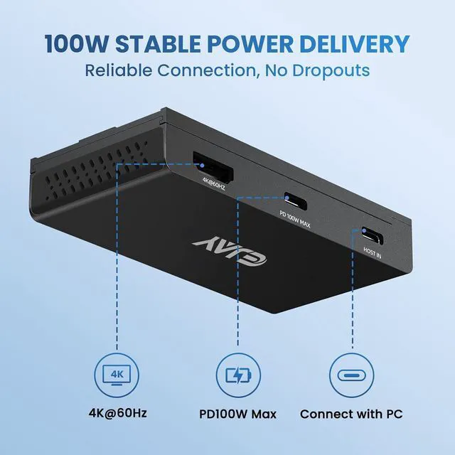 Alt view image 5 of 6 - EJAY 7-in-1 Magnetic USB C Hub with 4K HDMI & 100W PD Charging, 10Gbps USB 3.0 Hub, 2 USB-A Ports, SD/TF Card Reader, Includes Sliding Rail for MacBook Pro/Air, Dell XPS, Laptop, Black