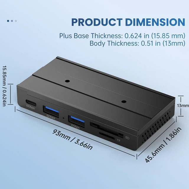 Alt view image 6 of 6 - EJAY 7-in-1 Magnetic USB C Hub with 4K HDMI & 100W PD Charging, 10Gbps USB 3.0 Hub, 2 USB-A Ports, SD/TF Card Reader, Includes Sliding Rail for MacBook Pro/Air, Dell XPS, Laptop, Black