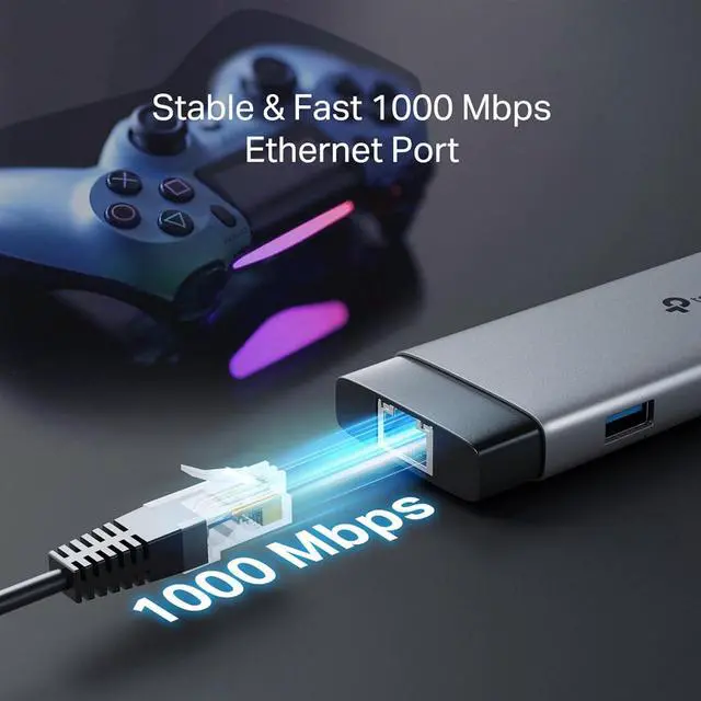 Alt view image 7 of 7 - UH9120C, USB Type-C 9-in-1 Hub, 4K@60Hz HDMI, 1Gbps Ethernet, SD & microSD UHS-I, 100W Power Delivery, 1×USB-C Data Port, 3×USB-A Data Ports.