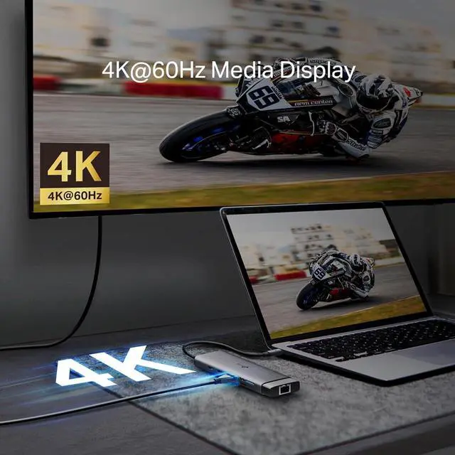 Alt view image 6 of 7 - UH9120C, USB Type-C 9-in-1 Hub, 4K@60Hz HDMI, 1Gbps Ethernet, SD & microSD UHS-I, 100W Power Delivery, 1×USB-C Data Port, 3×USB-A Data Ports.