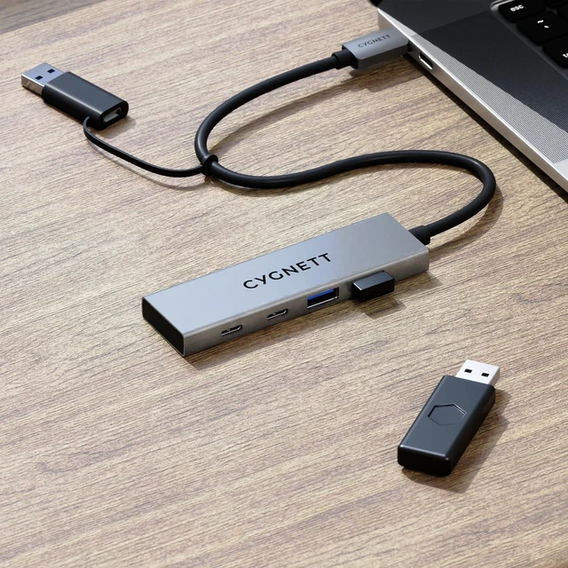 Alt view image 2 of 5 - Unite 4-in-1 USB-C to USB-C & USB-A Hub