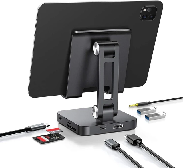 Main image of Classic 7-in-1 USB C Hub Stand for MacBook Pro & iPad Pro - 100W PD Charging, 4K HDMI, 2 USB 3.0 Ports, SD/TF Reader, Foldable Docking Station