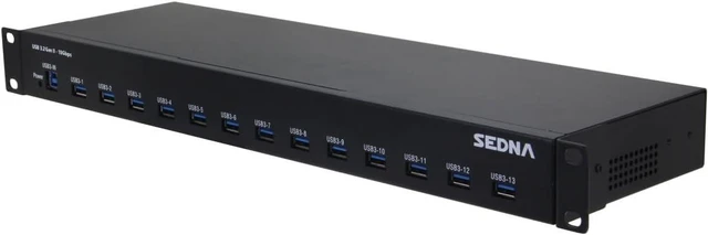 Alt view image 2 of 4 - SEDNA - 19 Inch 1U Rack Mount 13 Port USB 3.2 Gen II Hub (10Gbps) (13 x Type A Ports) with 5V 10A AC/DC Adapter