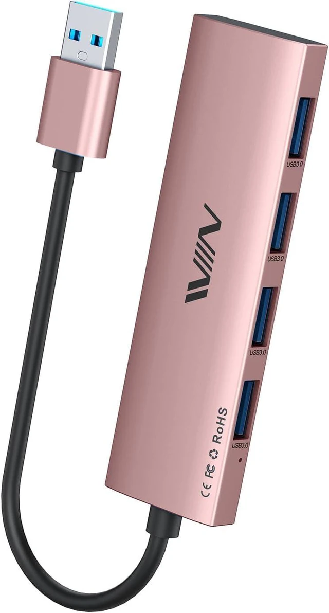 Main image of USB 3.0 Hub, 4 Port USB Hub Splitter, USB A Expander Portable USB Adapter Multiport Data Hub for Laptop, iMac Pro, MacBook Air, Mac mini/Pro, Surface Pro, Flash Drives, and Mobile HDD-Pink