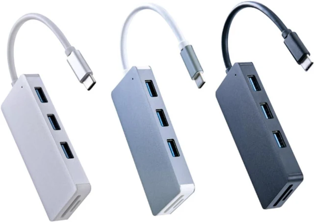 Alt view image 5 of 7 - Gadpiparty 2pcs USB Hub Type-c Hub USB Type-c Ports and Micro Memory Card Reader Compatible with PC Grey