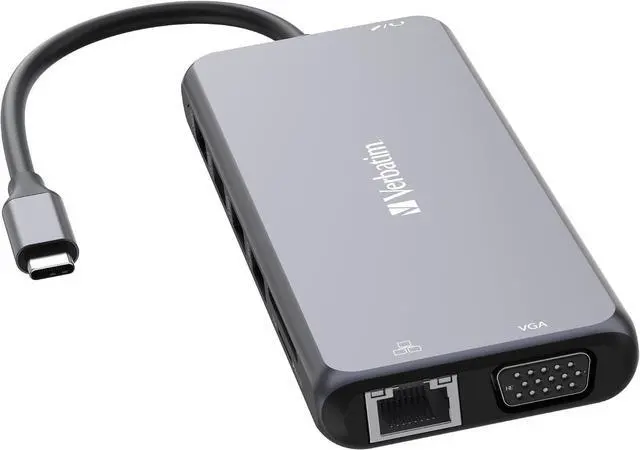 Alt view image 3 of 7 - Verbatim USB C Hub 14-in-1 Multiport Adapter USB-C to HDMI, VGA, RJ45, USBA-A and USB-C PD, with SD Card Reader, for Mac, MacBook Pro/Air, iPad Pro, Thinkpad, Windows Computer, Laptop and Co, Gray