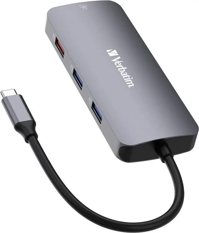 Alt view image 2 of 7 - Verbatim USB C Hub 9 in 1 Multiport Adapter USB-C to HDMI RJ45 USBA-A and USB-C with SD Card Reader for Mac, MacBook Pro/Air, iPad Pro, Thinkpad, Windows Computer, Laptop and Co