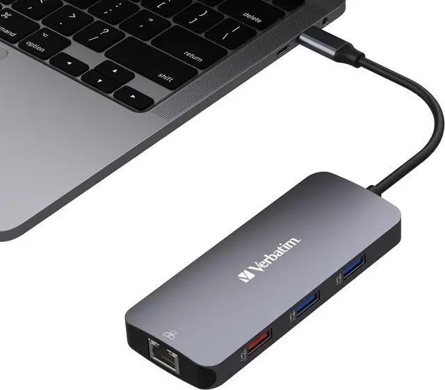 Alt view image 4 of 7 - Verbatim USB C Hub 9 in 1 Multiport Adapter USB-C to HDMI RJ45 USBA-A and USB-C with SD Card Reader for Mac, MacBook Pro/Air, iPad Pro, Thinkpad, Windows Computer, Laptop and Co