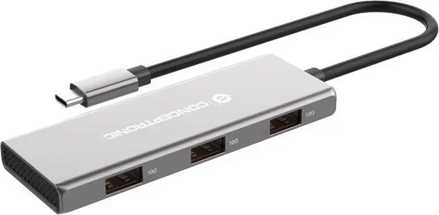 Alt view image 3 of 5 - CONCEPTRONIC HUBBIES17G 7-Port USB 3.2 Gen 2 Hub, 10Gbps, USB-C x 4, USB-A x 3, 100W USB PD, Aluminium Housing