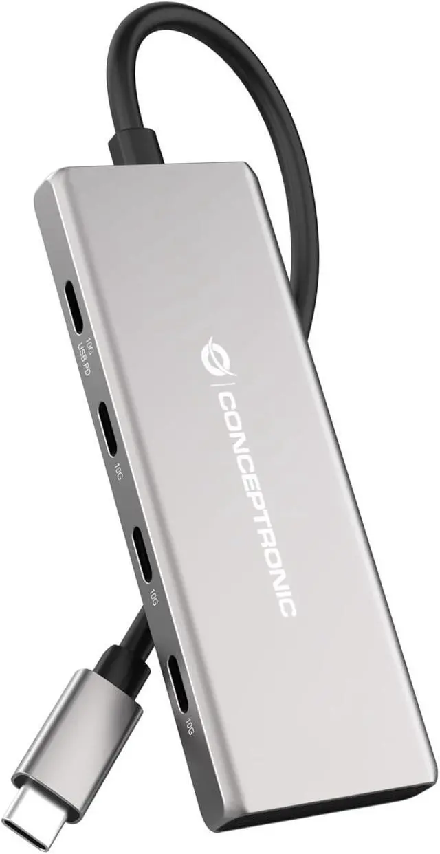 Alt view image 2 of 5 - CONCEPTRONIC HUBBIES17G 7-Port USB 3.2 Gen 2 Hub, 10Gbps, USB-C x 4, USB-A x 3, 100W USB PD, Aluminium Housing