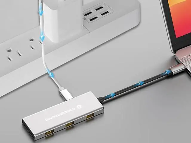 Alt view image 5 of 5 - CONCEPTRONIC HUBBIES17G 7-Port USB 3.2 Gen 2 Hub, 10Gbps, USB-C x 4, USB-A x 3, 100W USB PD, Aluminium Housing