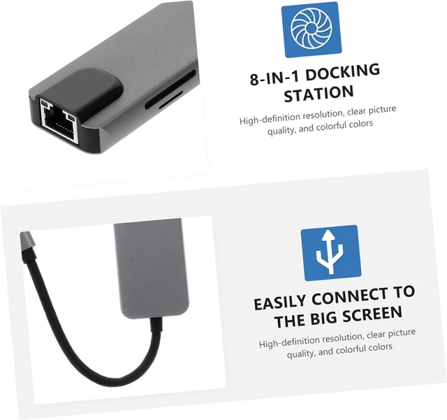 Alt view image 3 of 7 - STOBOK Type-c Docking Station for Laptop USB Hub Pd Charging for Office Use As Computer Converter