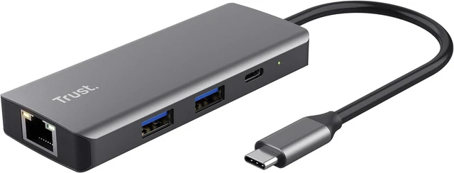 Main image of Trust Dalyx USB C Hub Multiport Adapter 6-in-1, Docking Station with 4K HDMI, 2X USB-C, 2X USB 3.1 with 5 Gbps Data Speed, Gigabit Ethernet Port, USB C Adapter for Laptop, MacBook - Silver