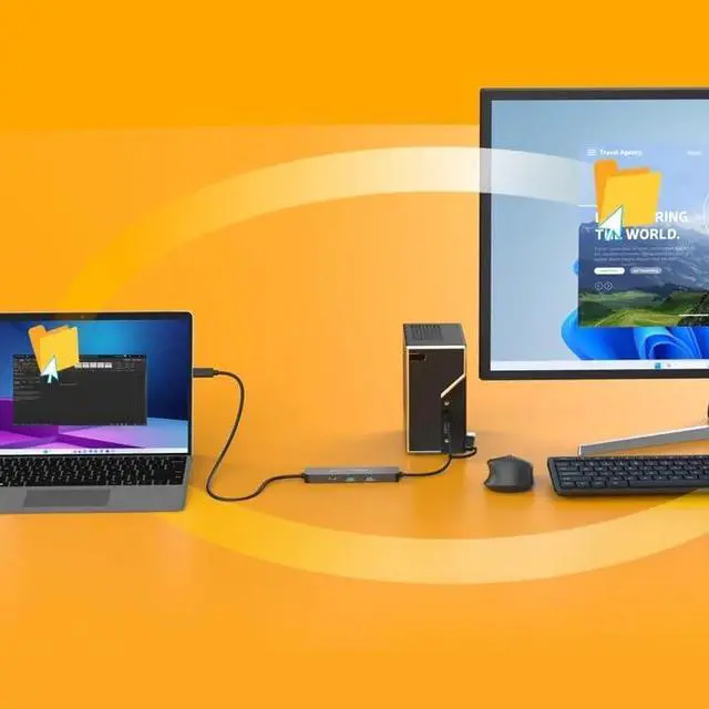Alt view image 5 of 7 - j5 create Wormhole Switch USB Type-C to Type-C & A USB Display Sharing Hub PC Link Hub for Windows
