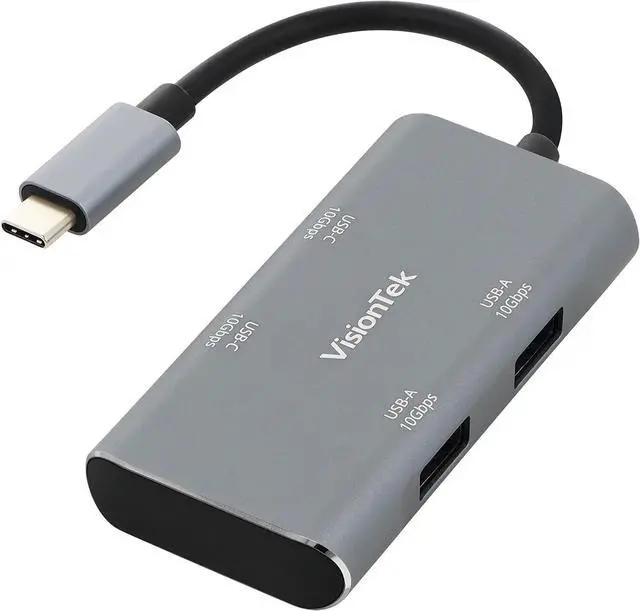 Main image of VisionTek USB-C Hub - 2X USB-A, 2X USB-C for MacBook, Windows, Chromebook - Portable Bus Powered Adapter - 901539