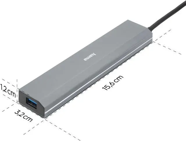 Alt view image 7 of 7 - Hama USB Hub 7 Ports USB A and USB-C Port with Power Supply, 7X USB-A for Mouse, Keyboard, External Hard Drive, USB Flash Drive etc. Aluminum Enclosure USB Adapter for Office, Home Office